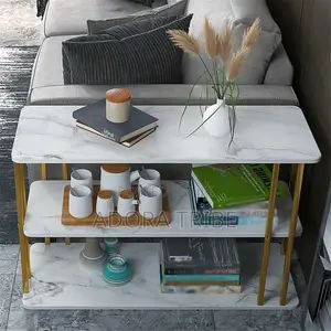3-Tier Luxury Console Table / Sofa Side Table - Marble Design