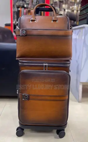 Mont Blanc Quality Luxury Genuine Leather Traveling Box and Laptop Bag