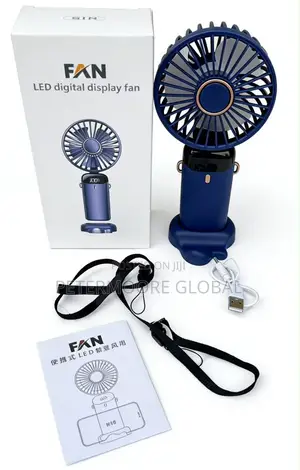 Portable Rechargeable Handheld Fan With LED Display, Desk Stand