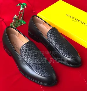 Louis Vuitton Black Woven-Patterned Leather Slip-on Loafers