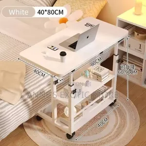 Adjustable Mobile Laptop Table With Storage Shelves