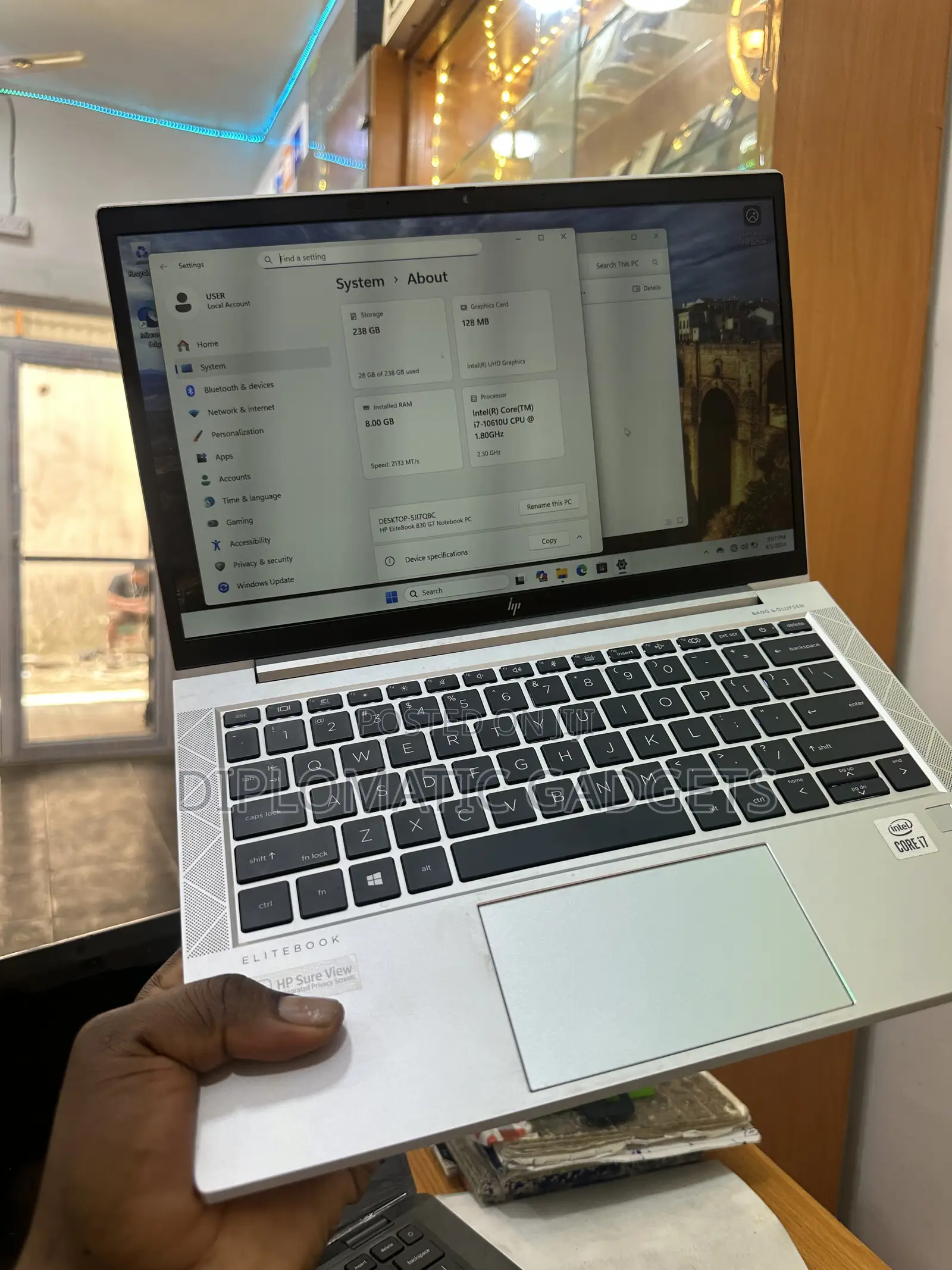 Laptop HP EliteBook 830 G7 8GB Intel Core i7 SSD 256GB