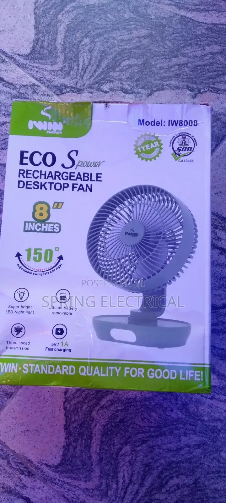 Rechargeable Desktop Fan