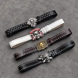 Men’s Skull Studded Leather Belt