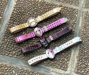 Quality Rhinestone Skull Bling Belt