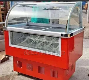 Red Ice Cream Display Freezer 12pan