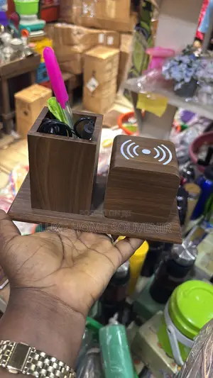 Digital Wooden Multifunctional Wireless Charger Desk Organizer