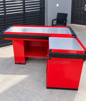 Supermarket Checkout Counter With a Cashier Stand