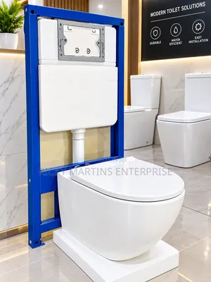 Modern White Close-Coupled Toilet With Concealed Cistern