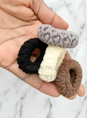 Satin Scrunchies Set - Brown & Cream - 2pcs for Thick Hair & Wigs