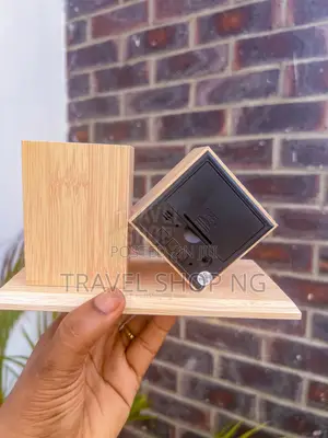 Wooden Desk Tidy With Clock