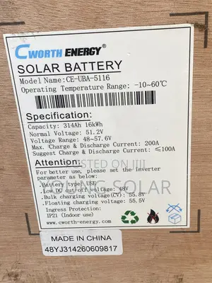 Cworth 16kwh 51.2v Lithium Ion Battery