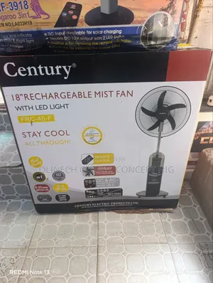 Century 18" Rechargeable Mist Fan With LED Light