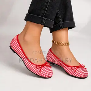 Gingham Check Bow Flat Shoe