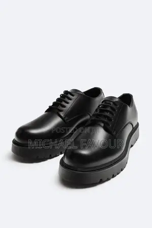 Chunky Sole Derby Lace-Up Shoes (Burgundy / Black)