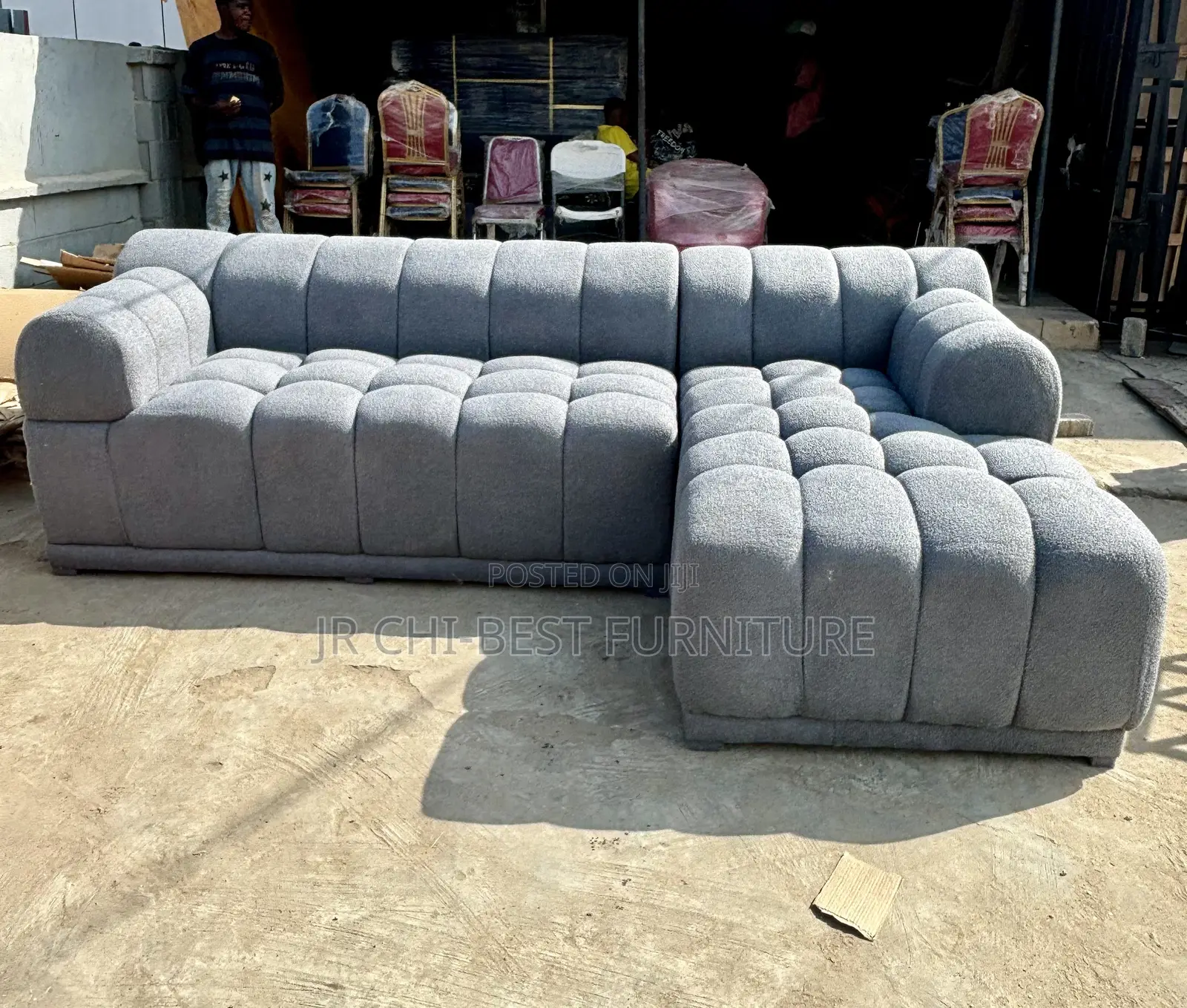 Uniquely Made Upholstery L-Shaped Fabric Sofa