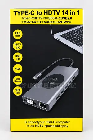 14-in-1 USB-C Hub Converter | Dual HDMI 4K, USB 3.0, VGA & Gigabit LAN