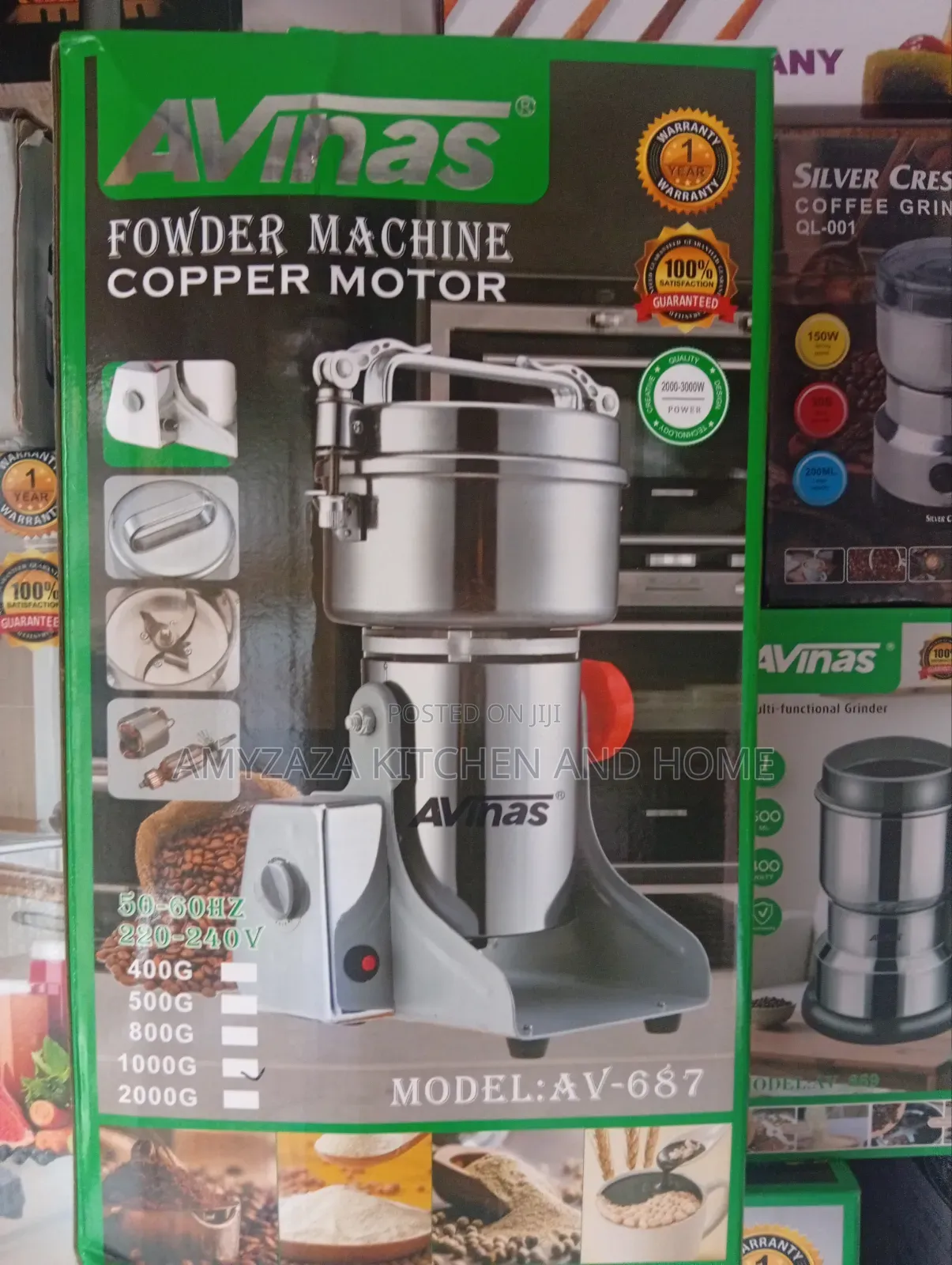 Avinas Commercial Powder Grinder Machine (Model: AV-687) -100% Copper