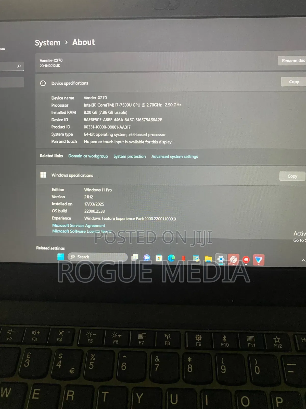 Laptop Lenovo ThinkPad X270 8GB Intel Core i7 HDD 256GB
