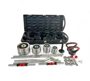 55kg Adjustable Dumbbell, Kettlebell, Ez Bar, and Barbell Weight Set