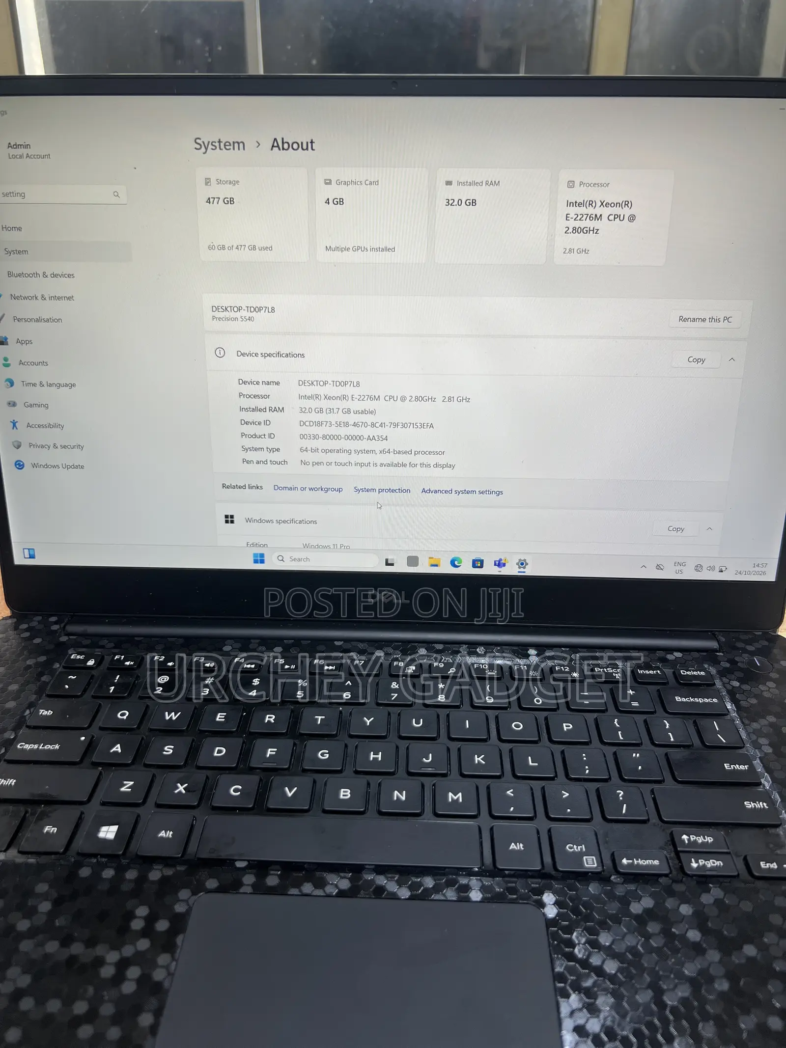 Laptop Dell Precision 5540 32GB Intel Xeon SSD 512GB