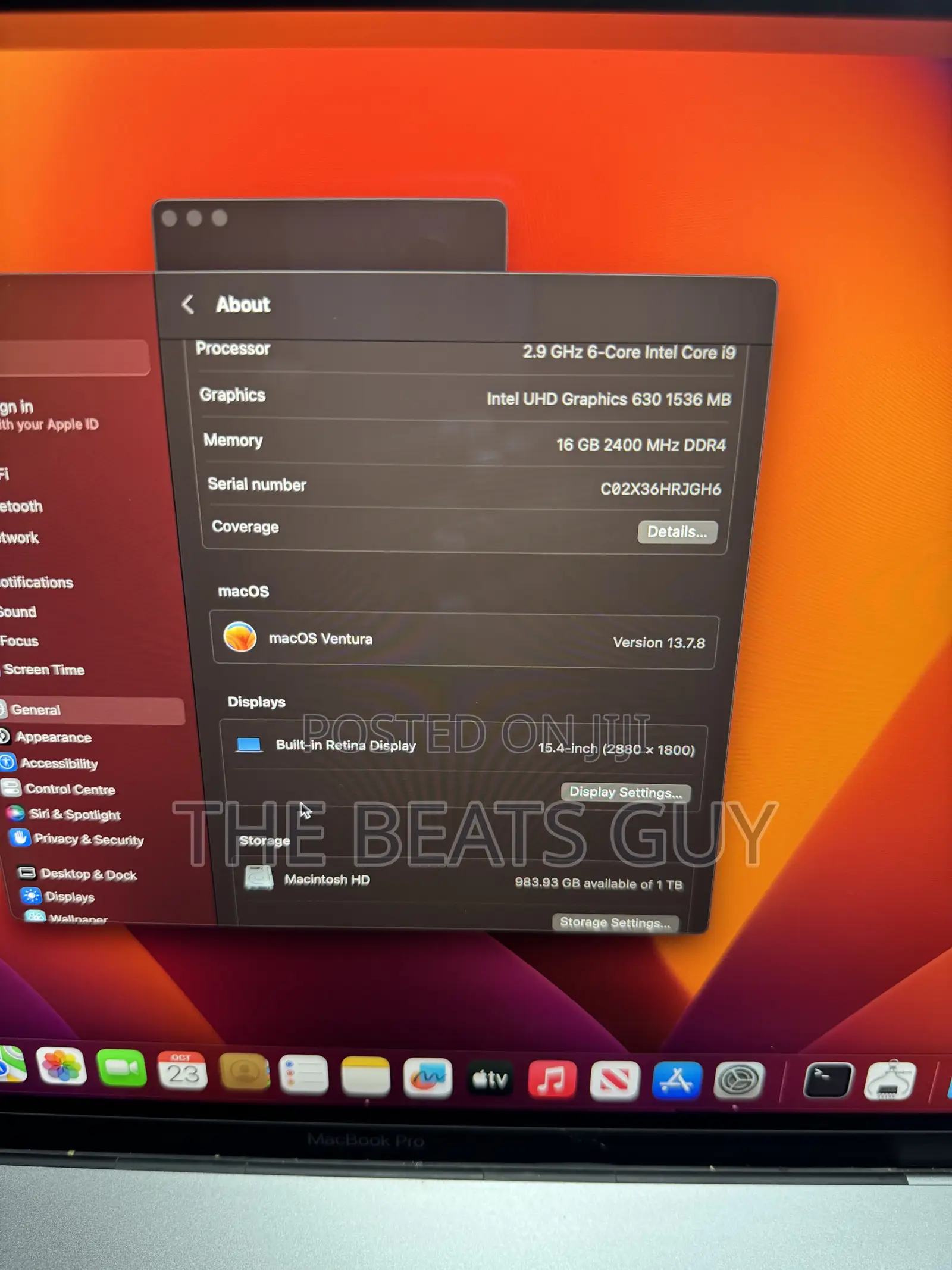 Laptop Apple MacBook Pro 2018 16GB Intel Core i7 SSD 1T