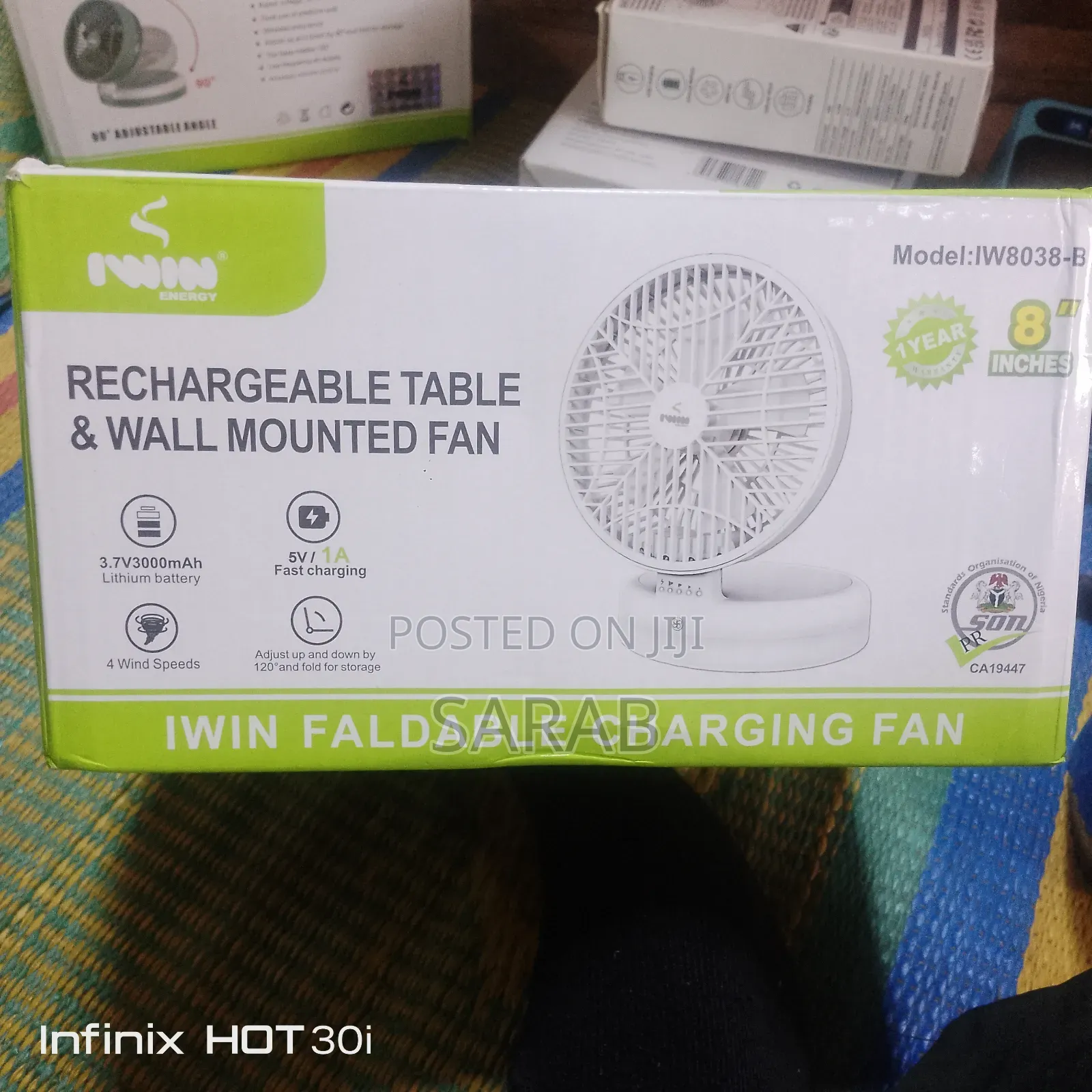 Rechargeable Table and Wall Mounted Fan 2