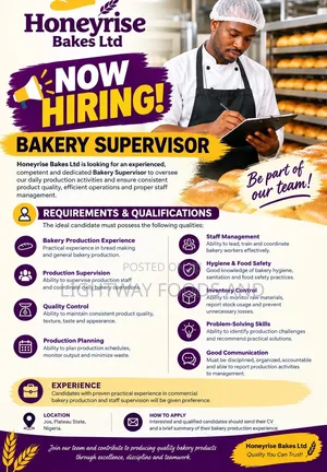 Bakery Supervisor Needed