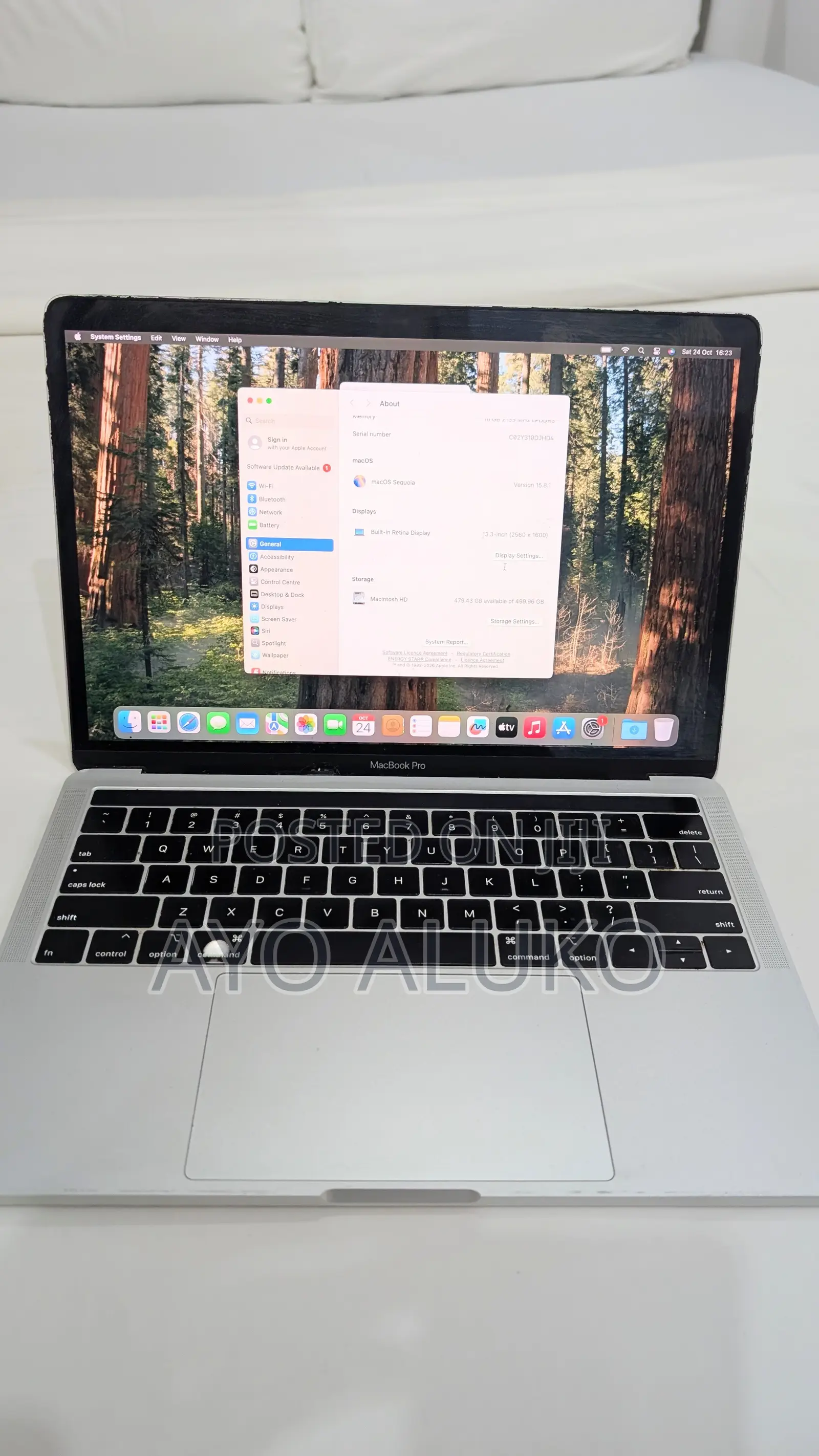 Laptop Apple MacBook 2018 16GB Intel Core Ultra 7 SSD 500GB