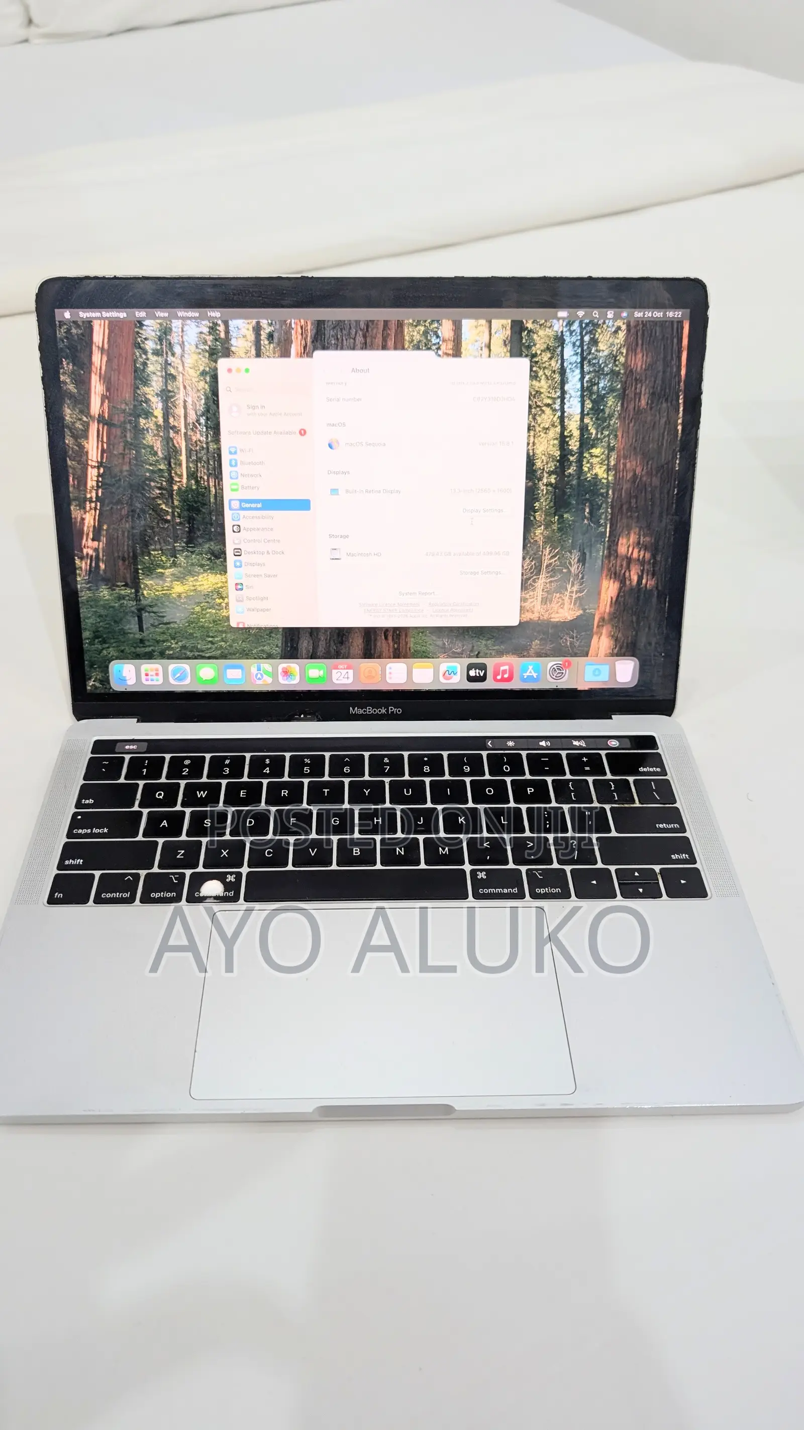 Laptop Apple MacBook 2018 16GB Intel Core Ultra 7 SSD 500GB