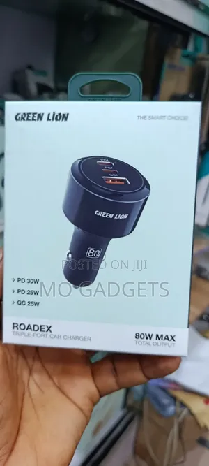 Brand New Green Lion Roadex 80W Triple-Port Car Charger (PD + QC)