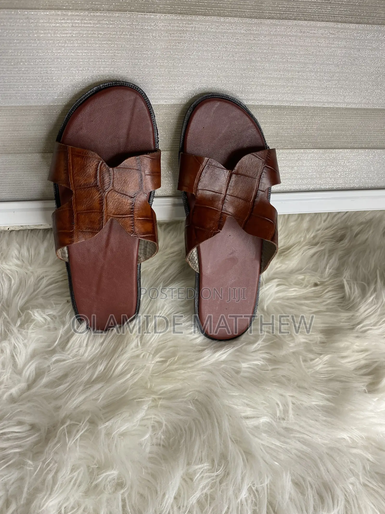 Brown Leather Pam Slippers