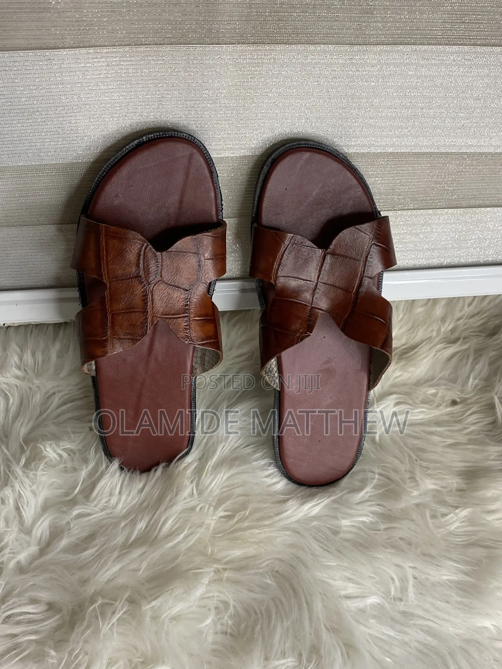 Brown Leather Pam Slippers