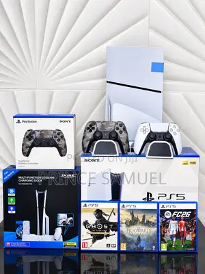 2 Months Used PS5 Slim Console 1TB With Charging Deck, 2 Controllers