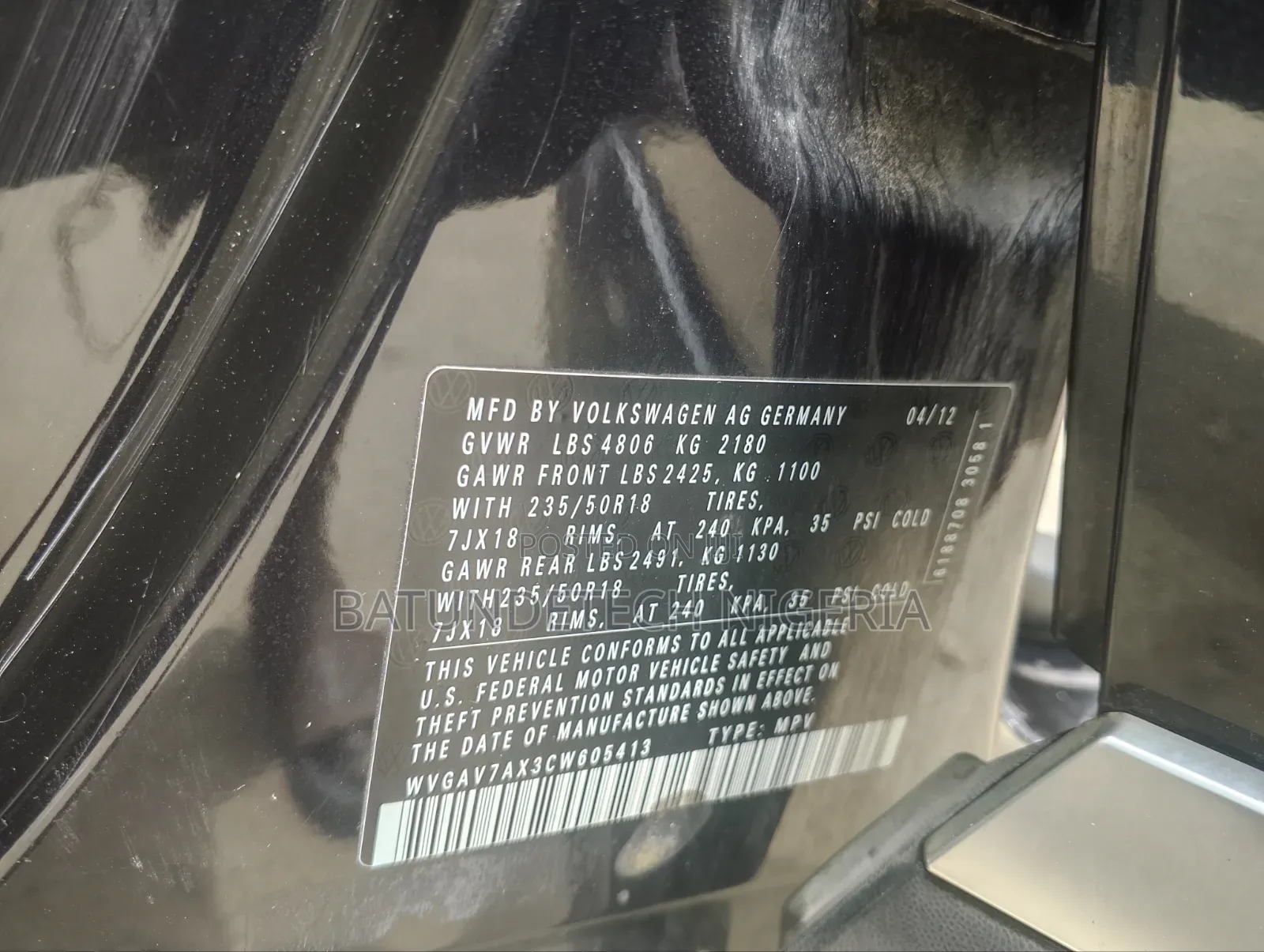 Volkswagen Tiguan 2.0 S Automatic 2012 Black