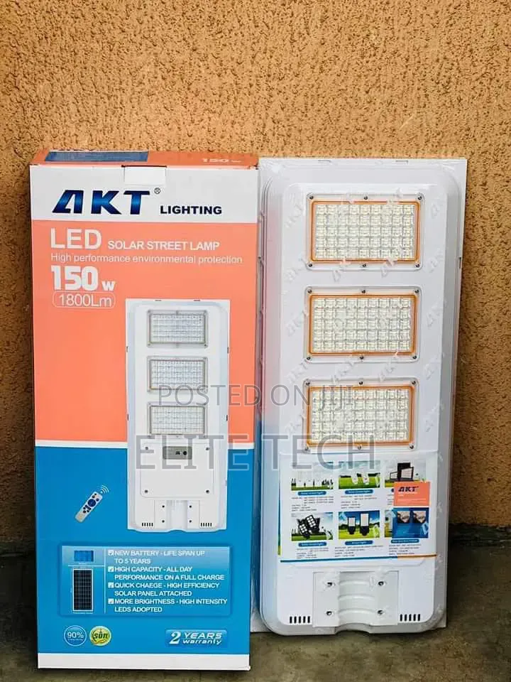 Original 150W AKT LED Solar Street Light With Sensor & Remote Control
