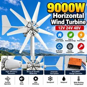 9000W 48V Horizontal Wind Turbine Clean Energy Solution for Homes