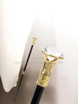 Fashion Crystal Diamond Gold Igbo Yoruba Walking Stick for Chieftaincy