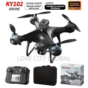 KY102 Foldable Dual Camera Drone Screen Remote Controller & 2 Battery