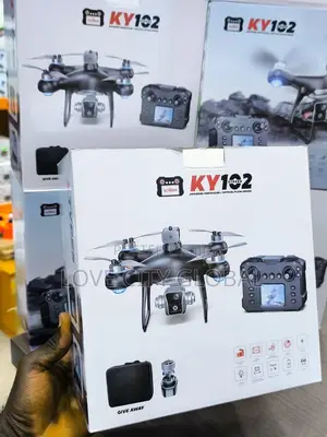 KY102 Foldable Dual Camera Drone Screen Remote Controller & 2 Battery