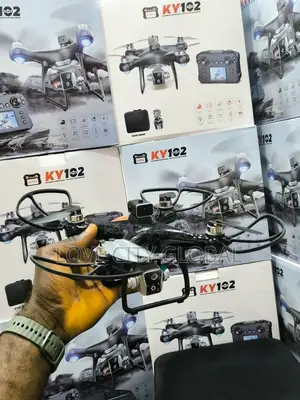 KY102 Foldable Dual Camera Drone Screen Remote Controller & 2 Battery