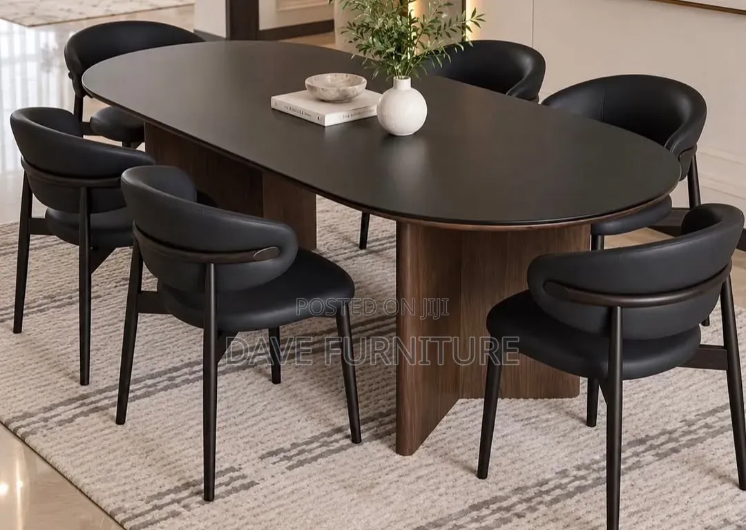 All Black Marble Top Dining Set