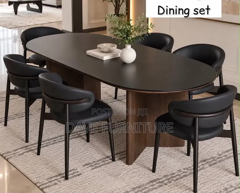All Black Marble Top Dining Set