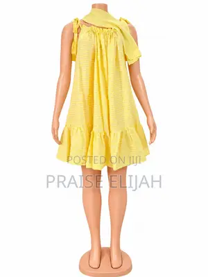 Ladies Yellow Striped Short Dress- Only 2 Pieces Available!