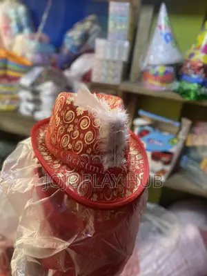 Festive Red & Gold Christmas Fedora Hat With Feather Accent