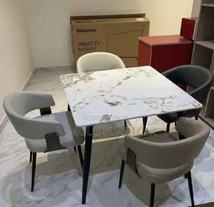 4-Seater Dining Set With a White Faux-Marble Top,