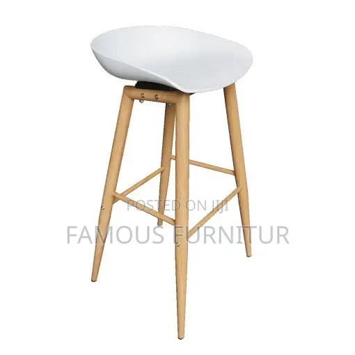 Bar Stool With a Solid Wood-Finish Frame and Built-in Footre
