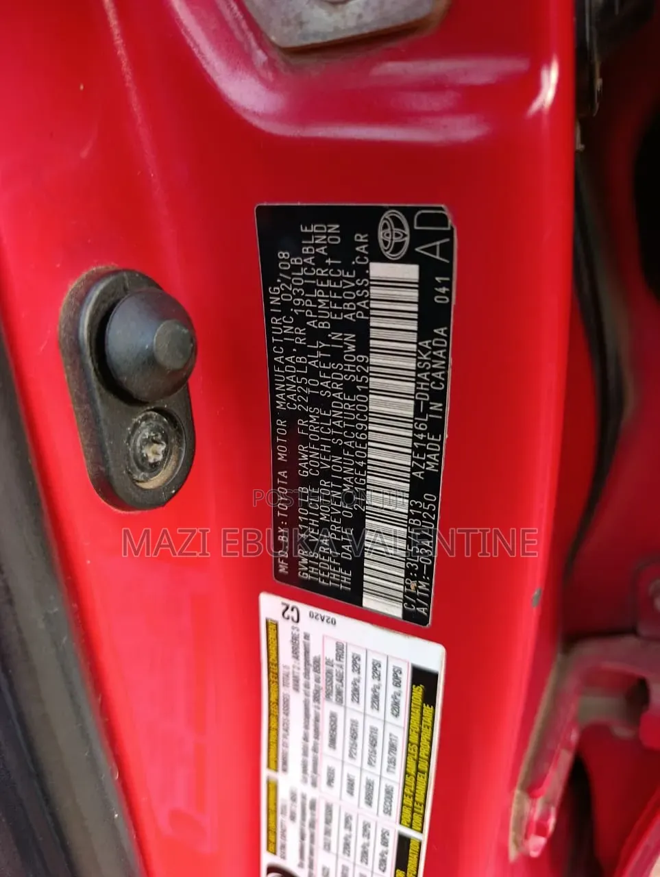Toyota Matrix 2010 Red