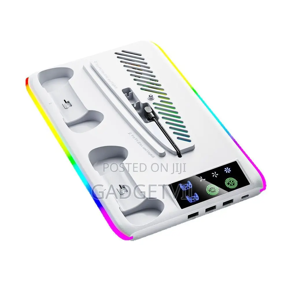 PS5 Series Game Console Universal Cooling Fan Base RGB Light