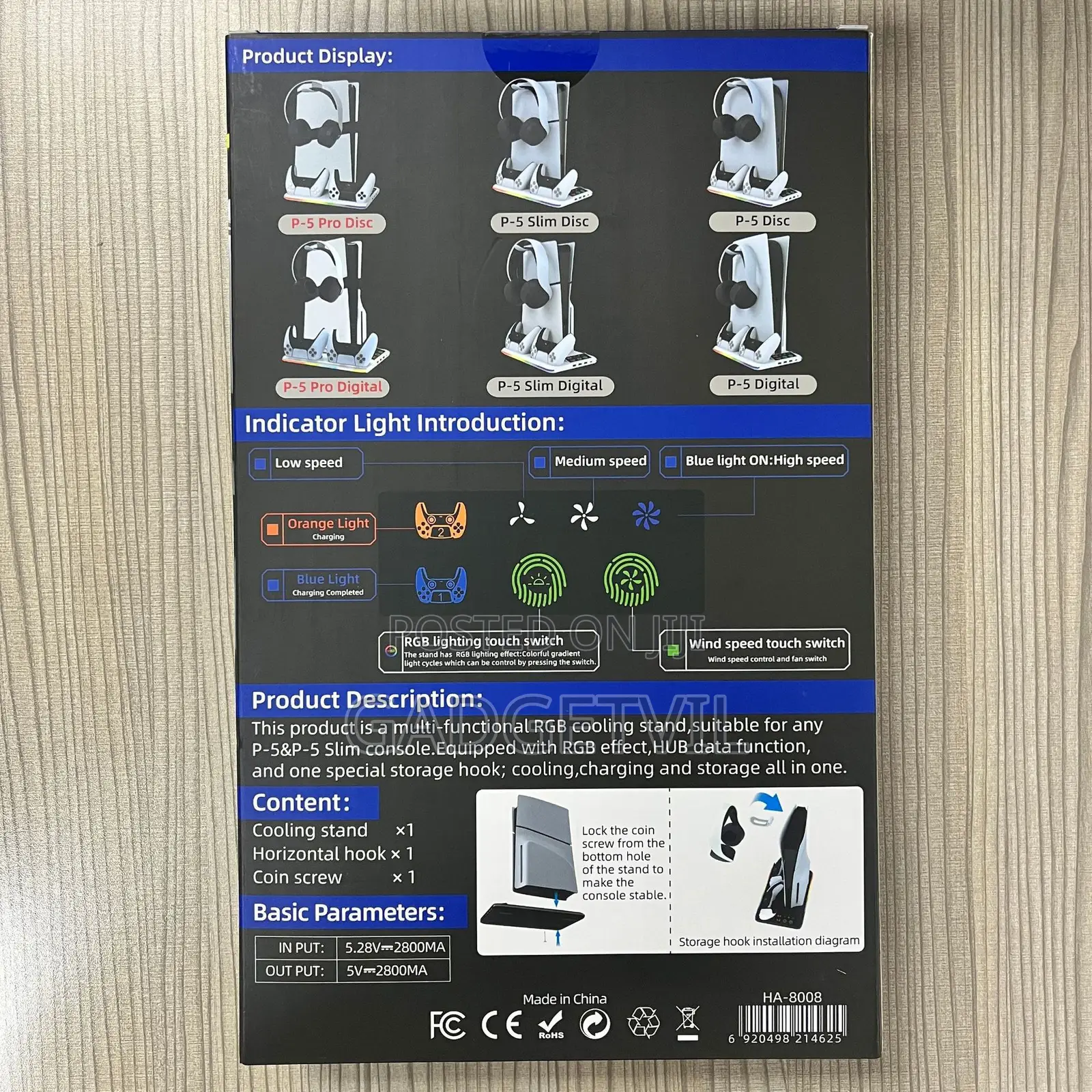 PS5 Series Game Console Universal Cooling Fan Base RGB Light